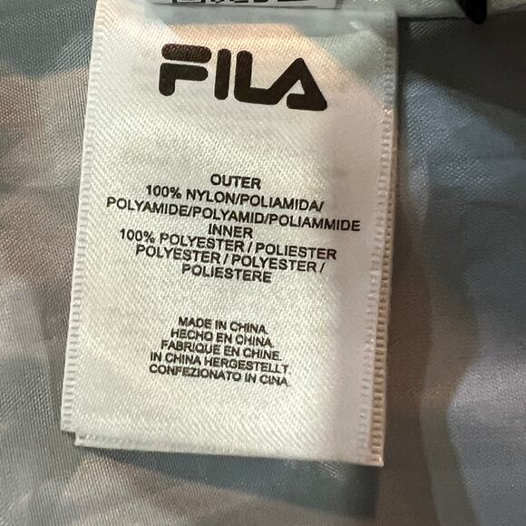 VTG Fila Track Jacket Navy White Red Full Zip Mock Neck Nylon Logo Retro Mens M - Picture 12 of 14